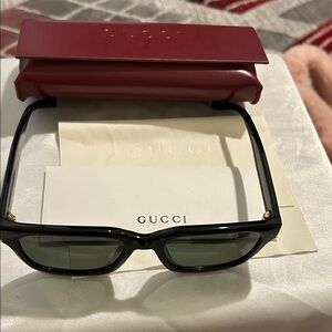 Gucci Black Sunglasses with Green Lenses